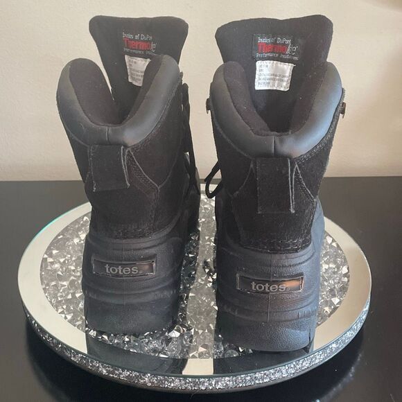 Totes Mike boots thermolite men’s winter snow black duck boots size 9M preowned - Picture 3 of 10